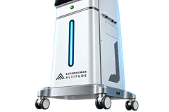 Superhuman Altitude in white, body and branding detail; product render